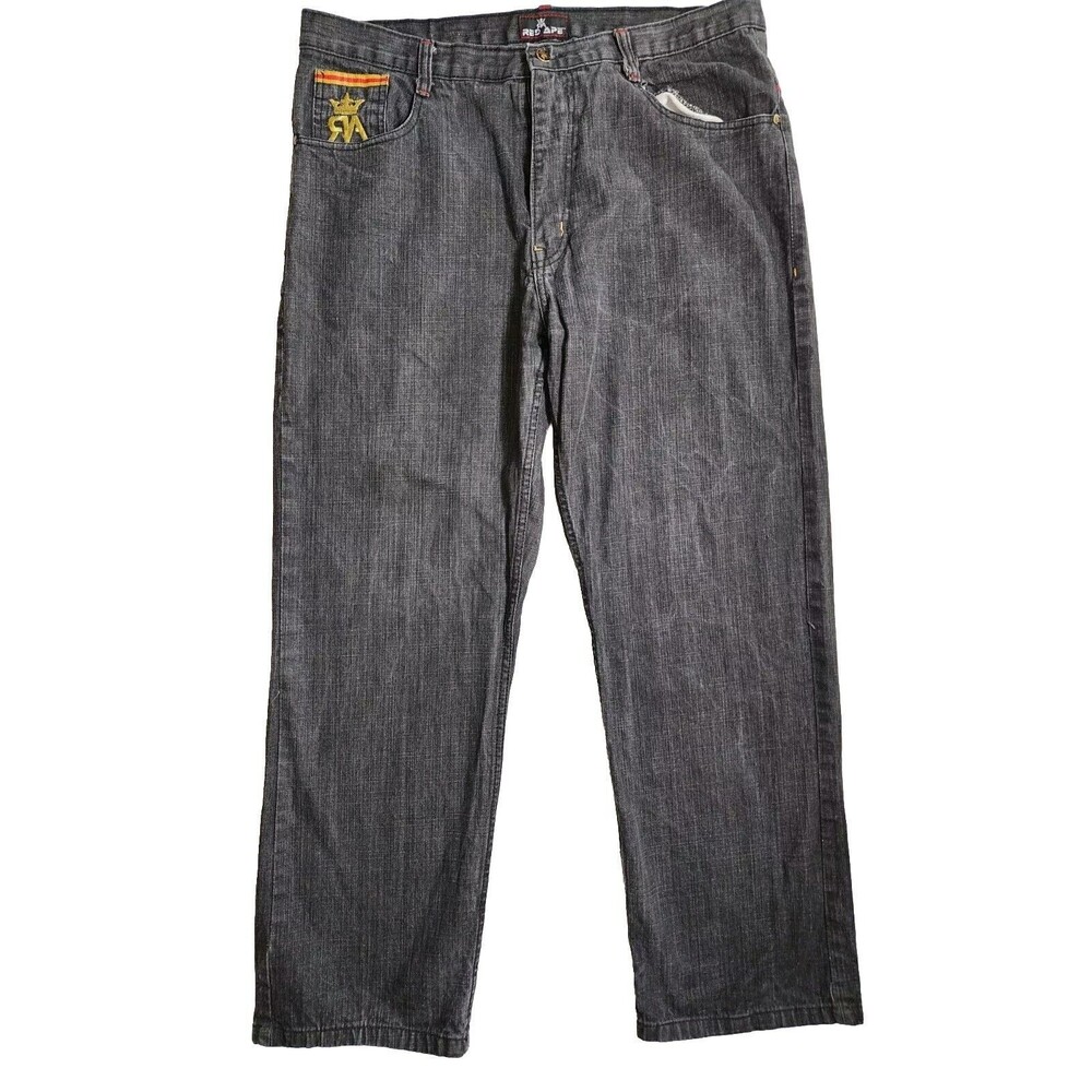 Red Ape Mens Jeans Size 38x31 Diamond Patchwork Pockets Cotton Blend (40x31)